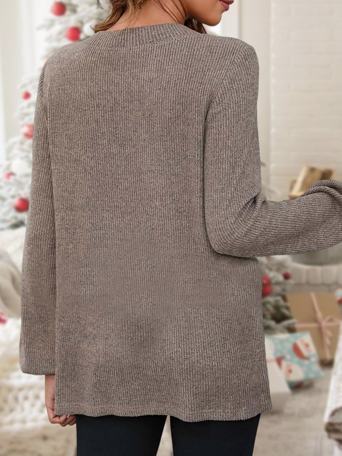 Loose V Neck Casual Sweatshirt