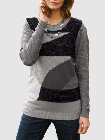 Color Block Casual Yarn/Wool Yarn Sweater