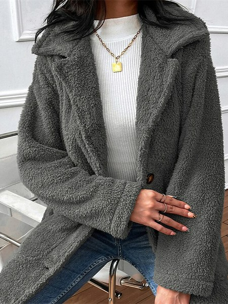 Plain Granular Fleece Fabric Teddy Coat