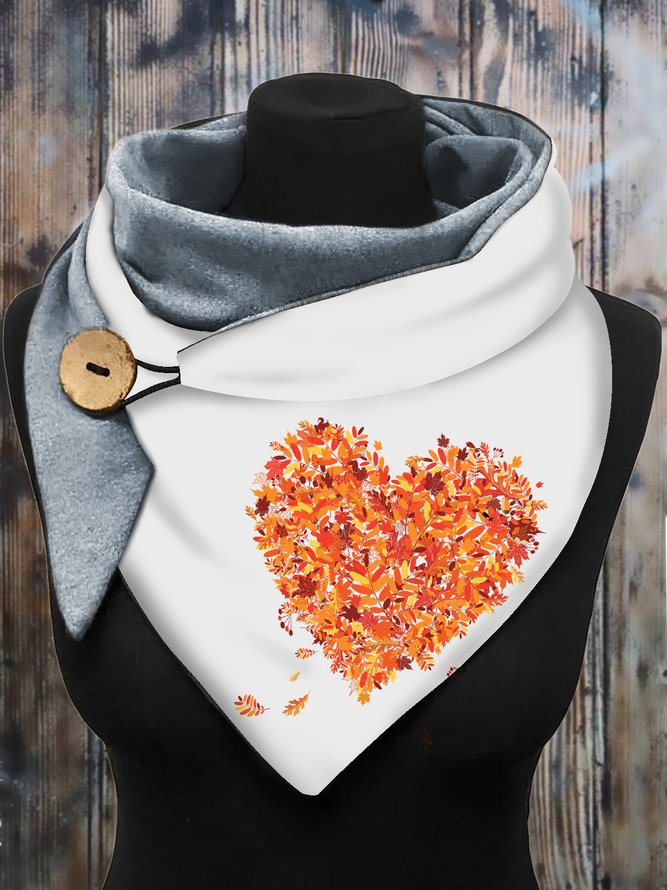 Casual Maple Leaf Heart Pattern Triangle Scarf Autumn and Winter Warm Scarf