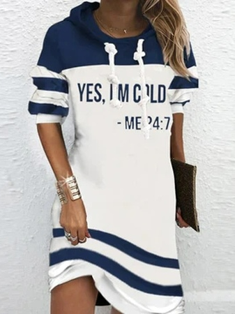 Loose Hoodie Text Letters Dresses
