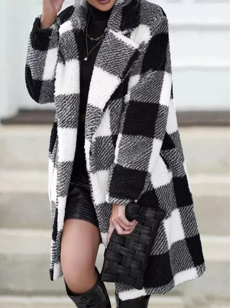 Shawl Collar Fluff/Granular Fleece Fabric Casual Coat