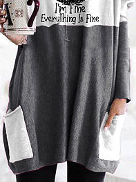 Casual Text Letter Crew Neck Dress