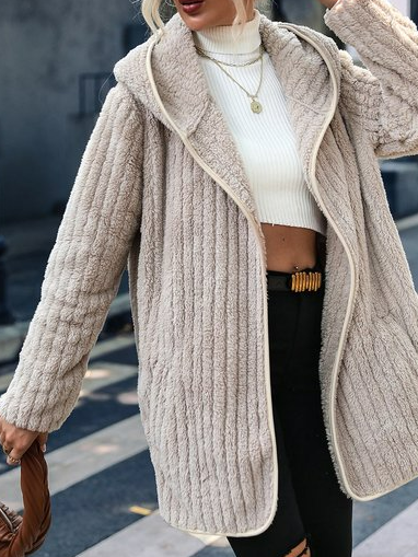 Fluff/Granular Fleece Fabric Casual Teddy Coat