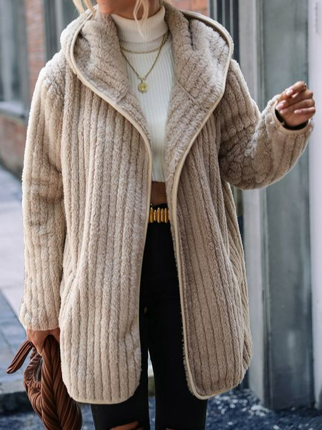 Fluff/Granular Fleece Fabric Casual Teddy Coat