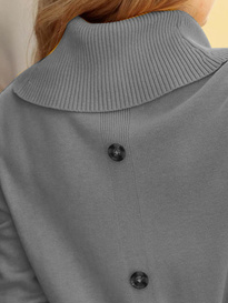 Urban Plain Half Turtleneck Button-Down Pullover Sweater