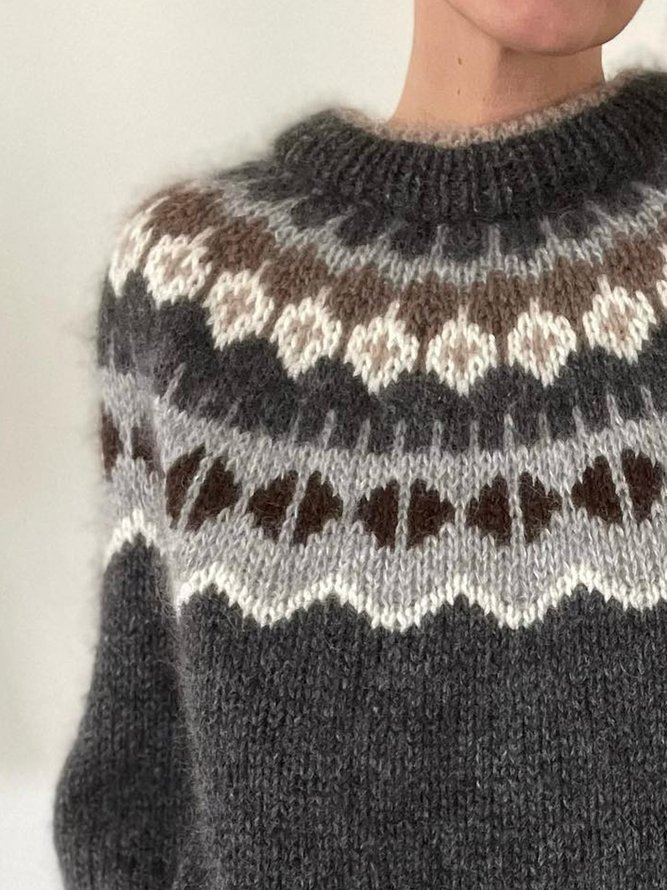 Wool/Knitting Boho Stand Collar Sweater | roselinlin