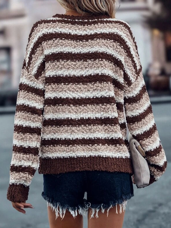 Casual Striped Cotton-Blend Sweater