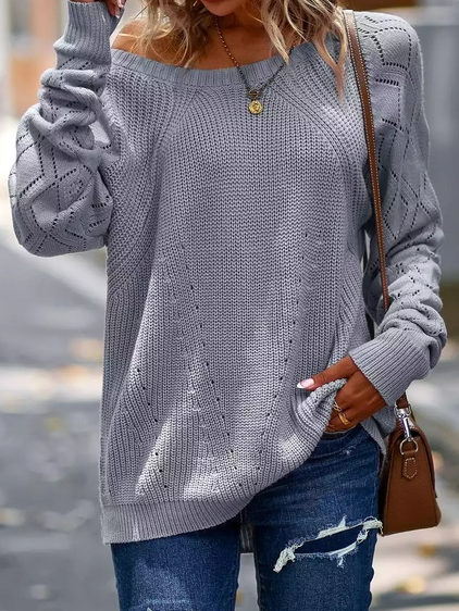 Casual Cold Shoulder Loose Sweater