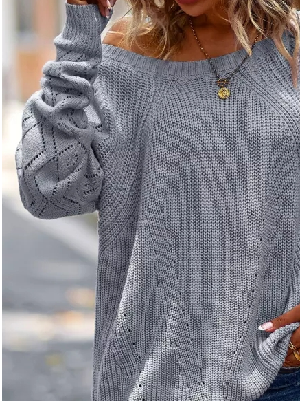 Casual Cold Shoulder Loose Sweater