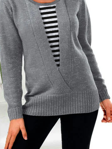 Yarn/Wool Yarn Striped Casual Sweater