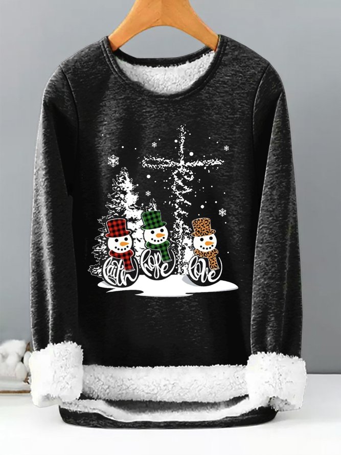 Loose Christmas Snowman Casual Sweatshirt
