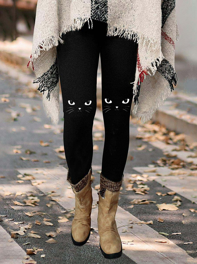 Casual Cat Tight Leggings