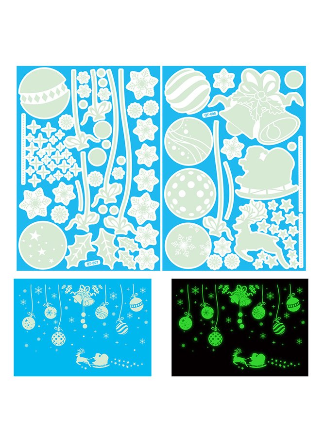 Christmas Static Glow Stickers Party Window Decorations