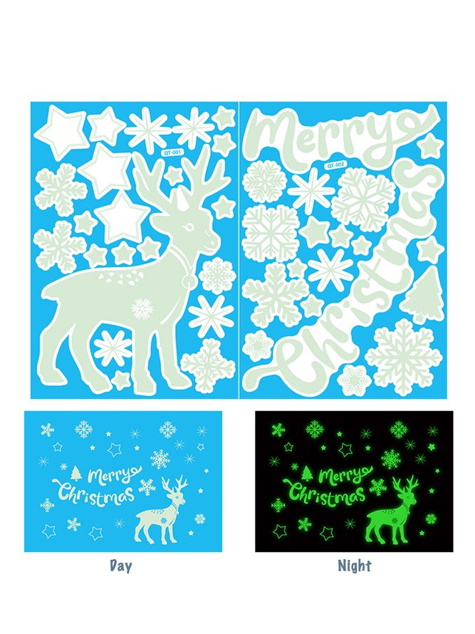 Christmas Static Glow Stickers Party Window Decorations