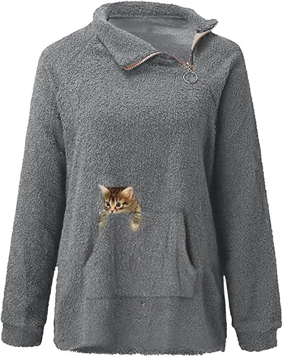 Scratching Cute Cat Warm Loose Sweater