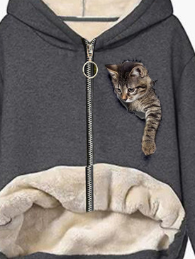 Casual Hoodie Cat Regular Fit Jacket