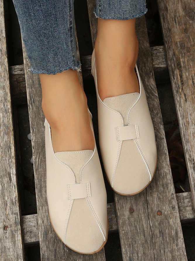 Vintage Casual Anti-Suede Panel Flats