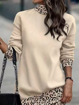 Urban Regular Fit Leopard Turtleneck Dress