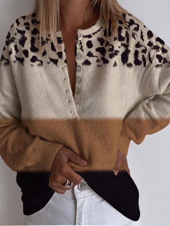Leopard Wool/Knitting Loose Sweater