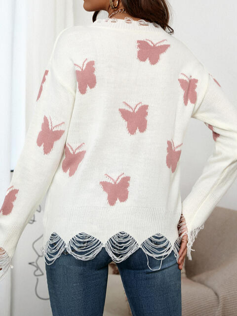 Butterfly Casual Yarn/Wool Yarn Sweater
