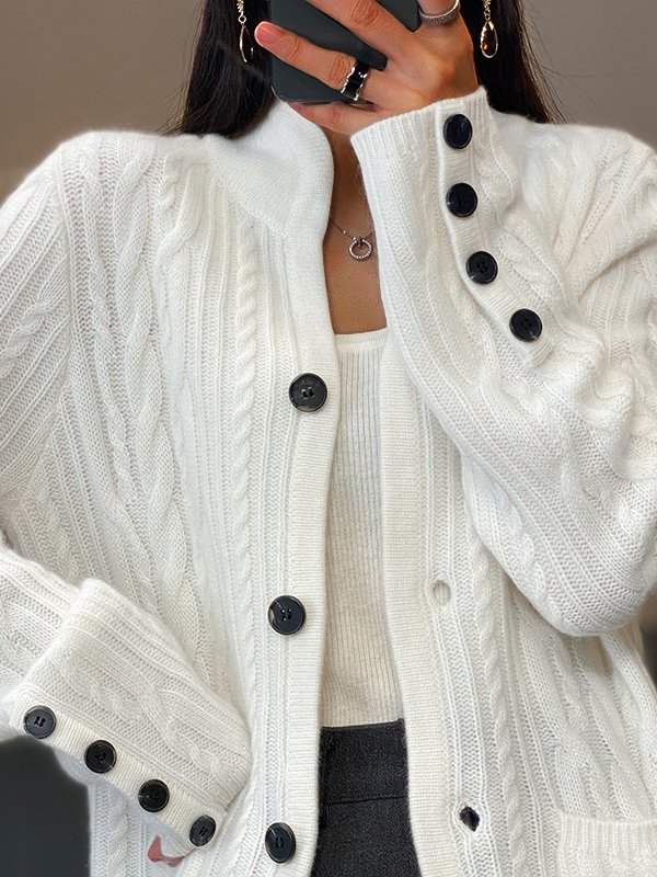 Plain Casual Regular Fit Turtleneck Sweater Coat