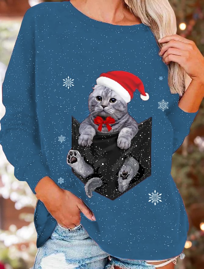 Animal Christmas Holiday Crew Neck Sweatshirt
