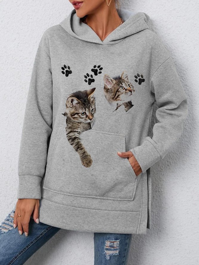 Cat Loose Hoodie Casual Sweatshirt
