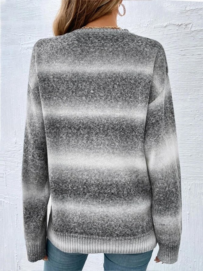 V Neck Wool/Knitting Casual Loose Sweater