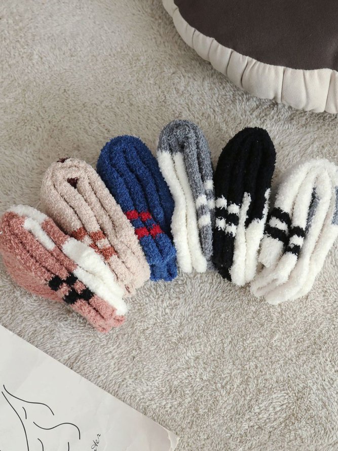 Leisure Dog Cat Pattern Coral Fleece Socks Autumn Winter Warm Thickening Accessories