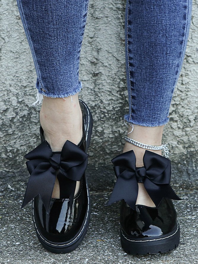 Women's Plus Size Bow Decor Hollow out Slip On Mary Jane Shoes
