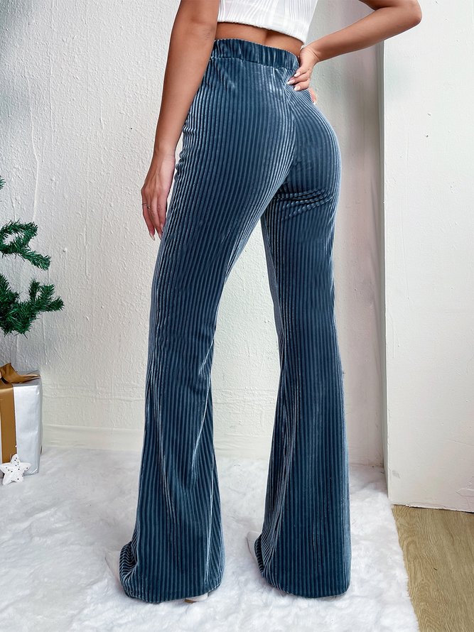 Casual Regular Fit Plain Velvet Casual Pants