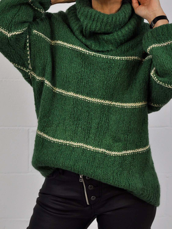 Striped Turtleneck Loose Casual Sweater