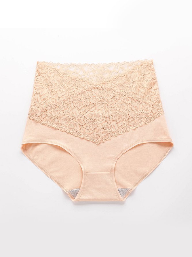 Women Sexy Plain Lace Breathable Lightweight Briefs