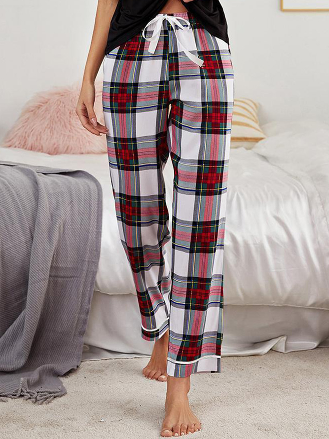 Cotton-Blend Loose Geometric Casual Casual Pants