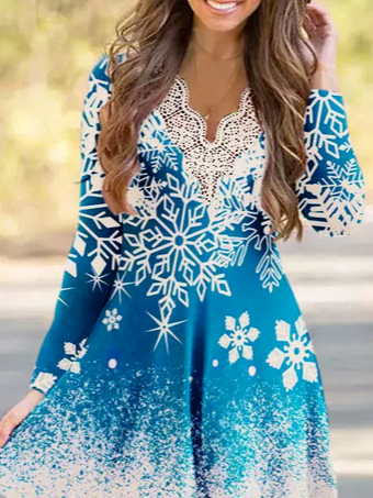 Snowflake Casual Cotton-Blend Loose Dress
