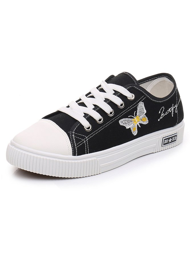 Butterfly Embroidered Breathable Sneakers