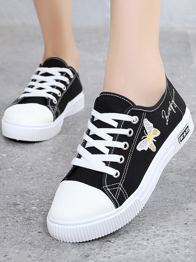 Butterfly Embroidered Breathable Sneakers