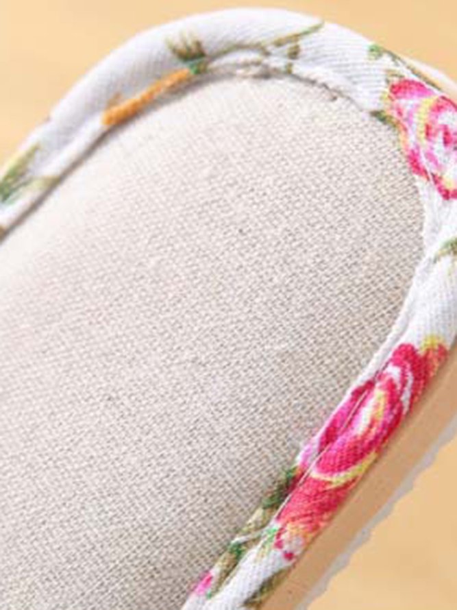 Rose Cat Alphabet Sailboat Print Indoor Non-slip Linen Slippers