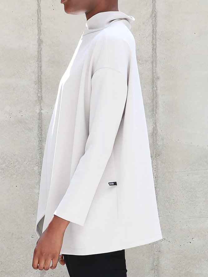 Regular Fit Turtleneck Plain Casual Top