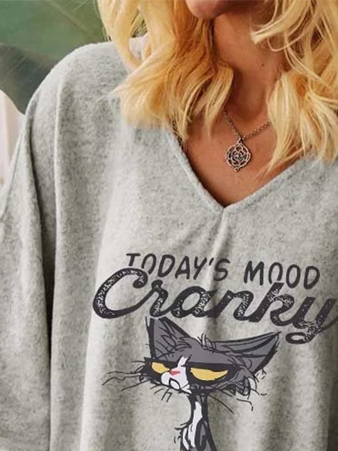 Women's TODAY'S MOOD CRANKY Casual Loose T-Shirt