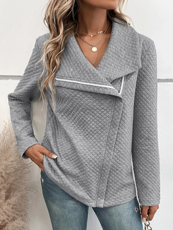 Plain Shawl Collar Loose Casual T-Shirt