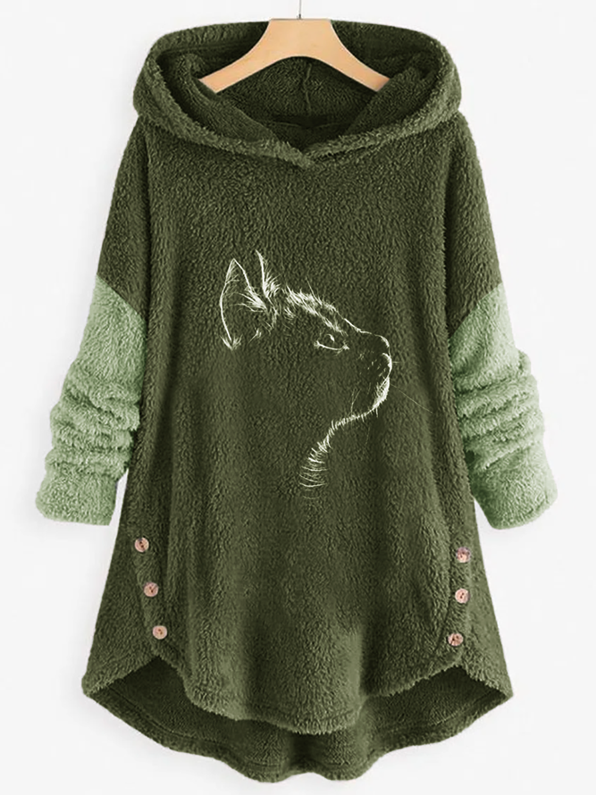 Casual Cat Fluff Hoodie Sweatshirt