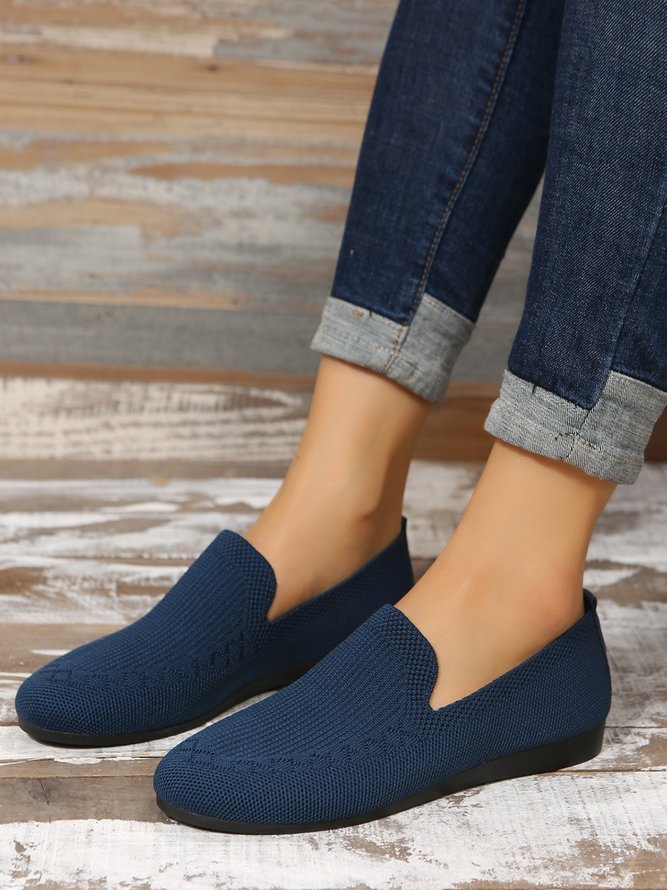 Breathable Mesh Fabric Plus Size Casual Slip On Flat Shoes