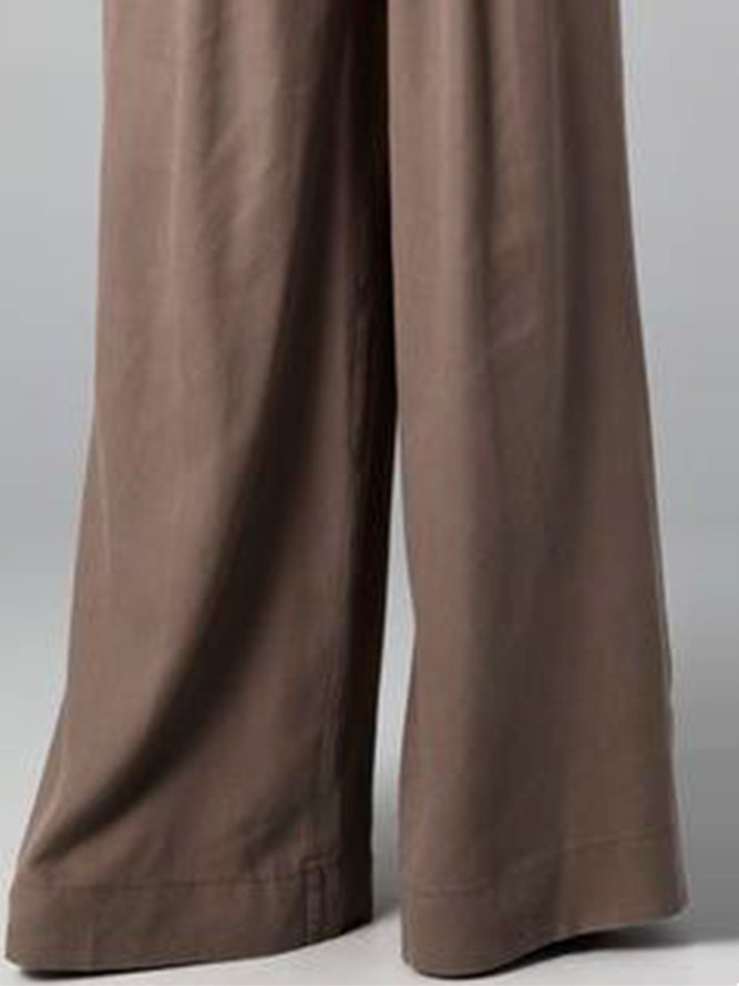 Cotton Casual Plain Loose Elastic Band Ruched Pants