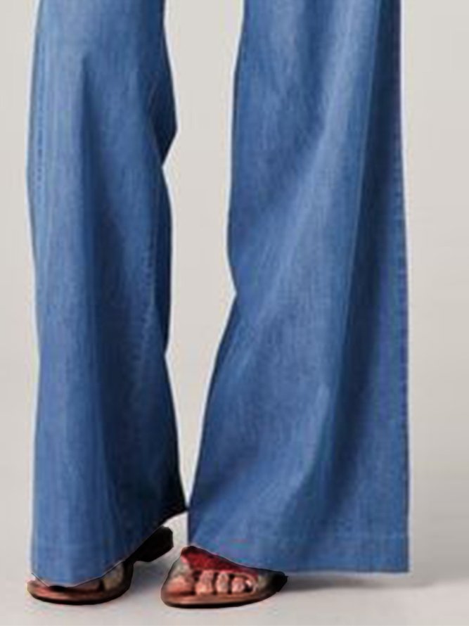 Plain Denim Casual Fashion Pants