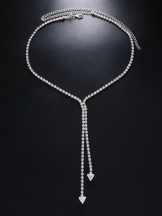 Elegant Full Paved Diamond Necklace Y Chain Banquet Party Wedding Jewelry