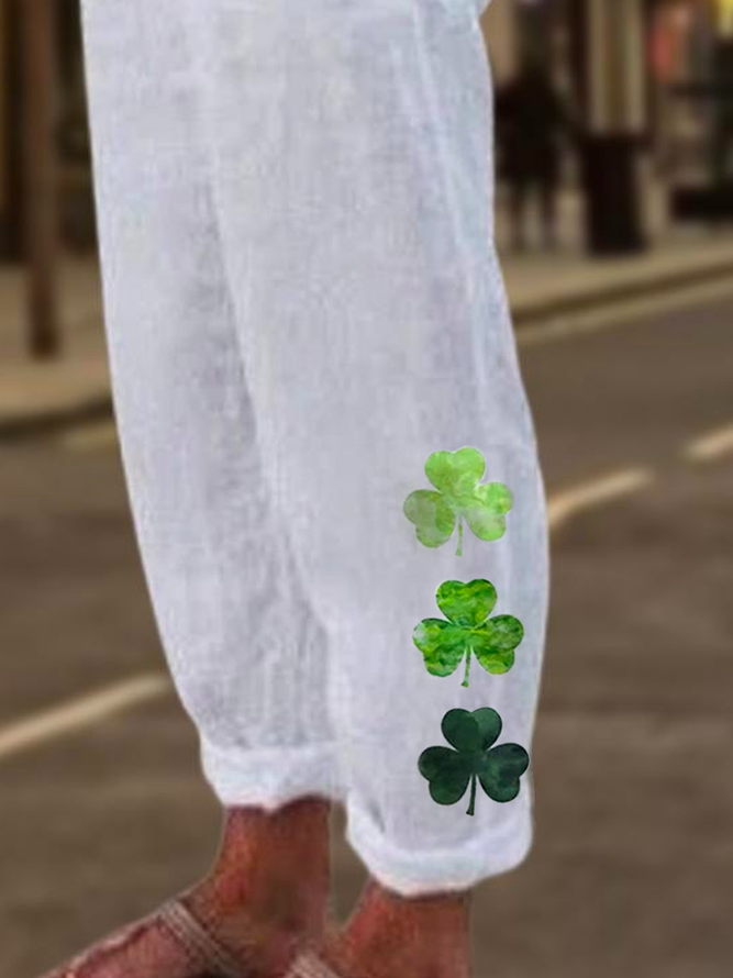 St. Patrick's Day Cotton Floral Casual Casual Pants