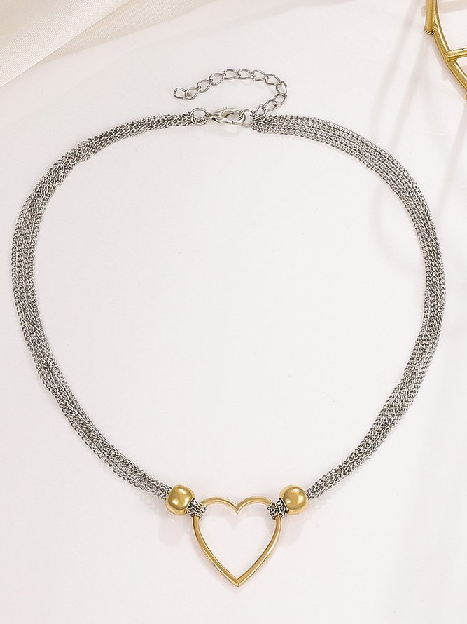 Gray Braided Rope Heart Pattern Necklace Choker Beach Boho Jewelry