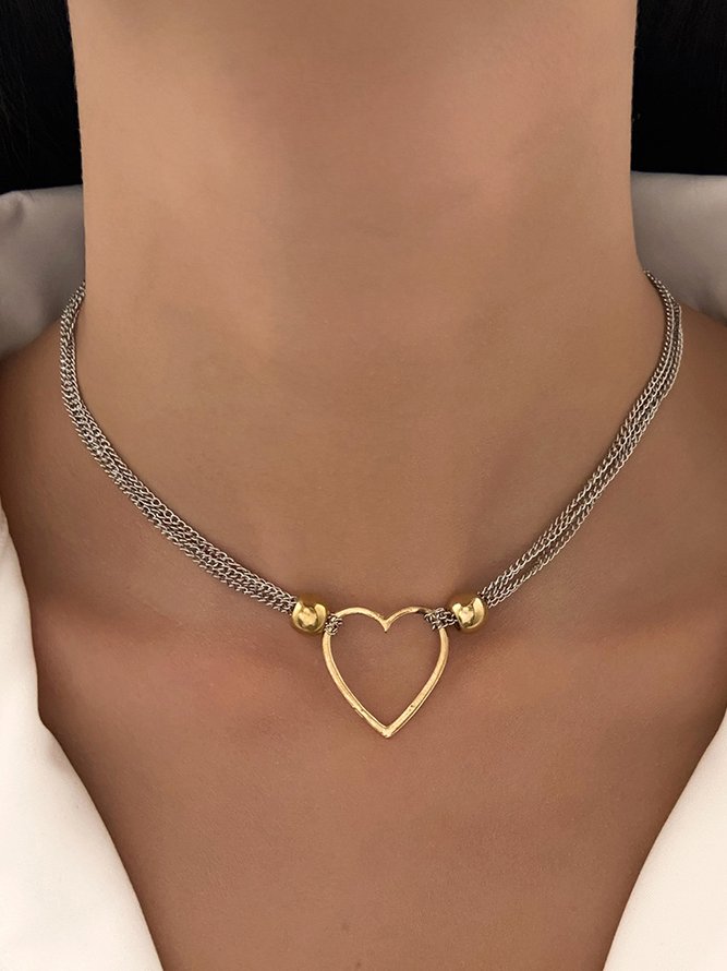 Gray Braided Rope Heart Pattern Necklace Choker Beach Boho Jewelry